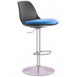Bürocci Nadya Bar Sandalyesi - Mavi Deri - Metal Ayaklı Bar Taburesi - 9537S0119