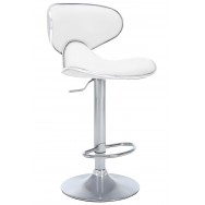 Bürocci Zen Bar Taburesi - Beyaz Modern Deri Metal Ataklı Yüksek Tezgah Sandalyesi - 9549S0486