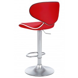 Bürocci Zen Bar Taburesi - Kırmızı Modern Deri Metal Ataklı Yüksek Tezgah Sandalyesi - 9549S0511