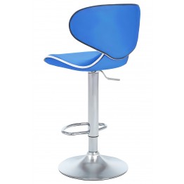 Bürocci Zen Bar Taburesi - Mavi Modern Deri Metal Ataklı Yüksek Tezgah Sandalyesi - 9549S0514