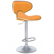 Bürocci Zen Bar Taburesi - Turuncu Modern Deri Metal Ataklı Yüksek Tezgah Sandalyesi - 9549S0516