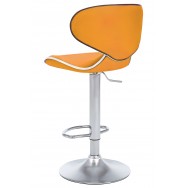 Bürocci Zen Bar Taburesi - Turuncu Modern Deri Metal Ataklı Yüksek Tezgah Sandalyesi - 9549S0516